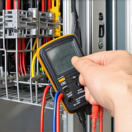 Person testing dishwasher wiring with multimeter during troubleshooting
