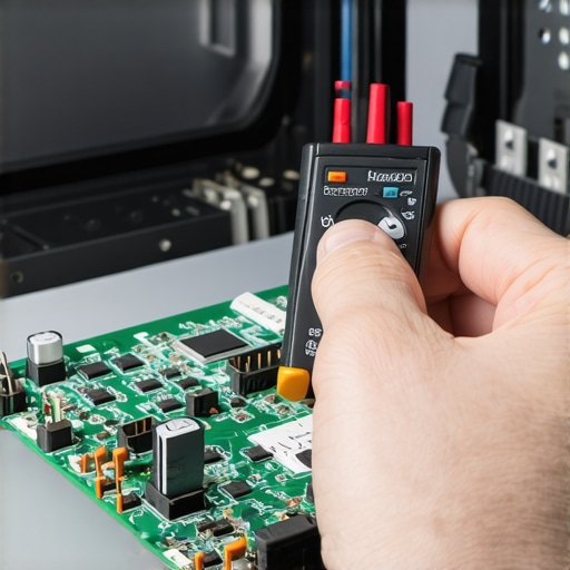 Technician testing dishwasher control board with multimeter
