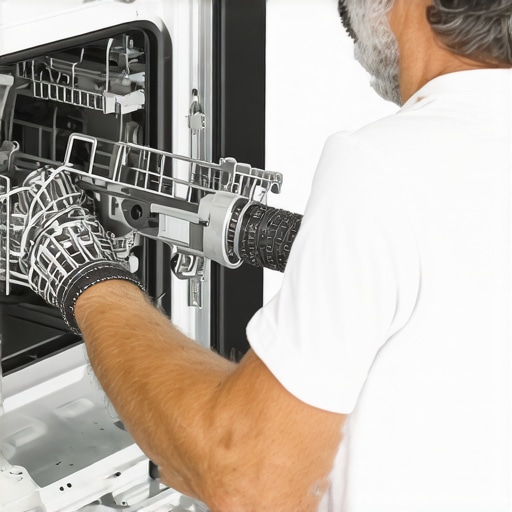 Homeowner performing advanced diagnostics on dishwasher with specialized tools