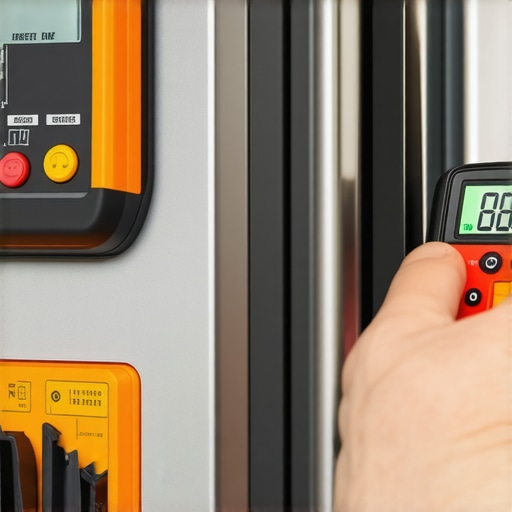 Technician using high-tech diagnostic tools on a dishwasher control panel for precise troubleshooting.