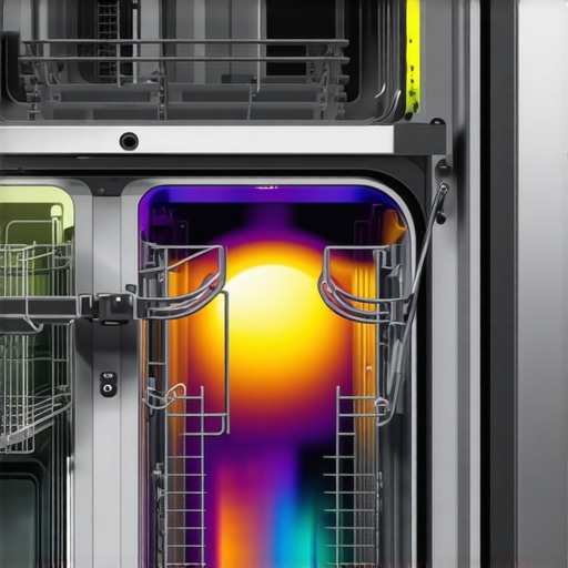 Thermal imaging camera highlighting electrical hotspots in a dishwasher