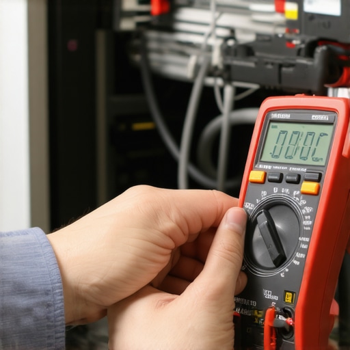 Using Diagnostic Tools for Dishwasher Repair Technician testing dishwasher electrical connections with a multimeter.