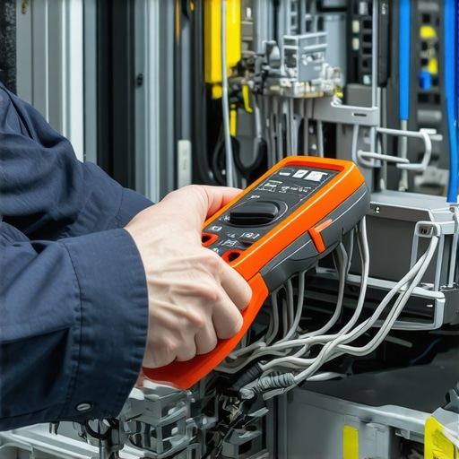 Technician testing dishwasher wiring with a multimeter for troubleshooting