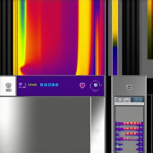 A thermal camera showing heat spots on a dishwasher's control panel for diagnosing electrical issues.