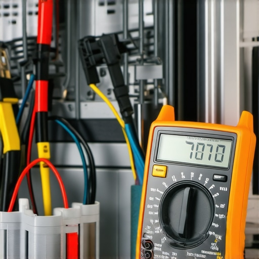 A detailed view of a multimeter used for troubleshooting dishwasher wiring and sensors.
