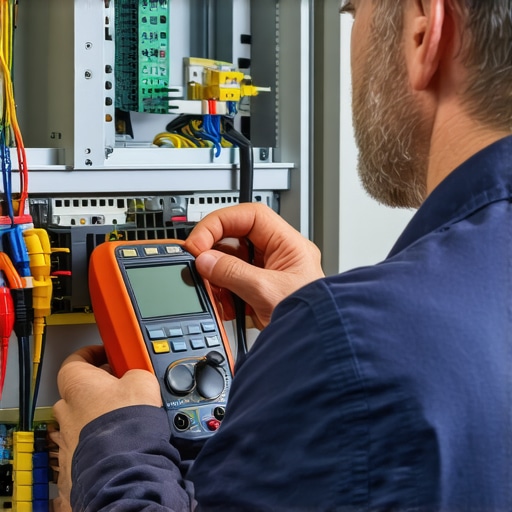 Technician testing a dishwasher control board with a digital multimeter