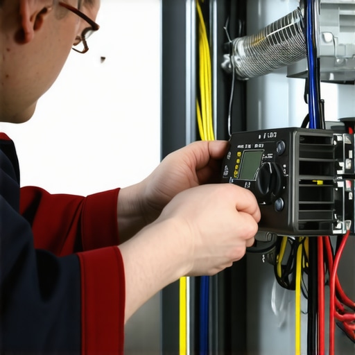 Technician testing dishwasher wiring with multimeter