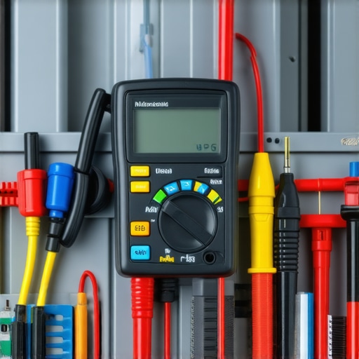 A digital multimeter measuring resistance on a dishwasher sensor during maintenance