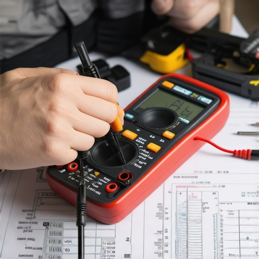 Technician testing dishwasher electrical components with a multimeter