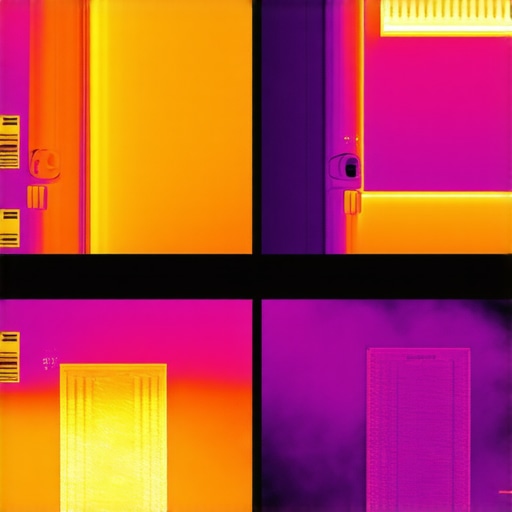 Thermal camera view showing heat patterns inside a dishwasher during cycle.