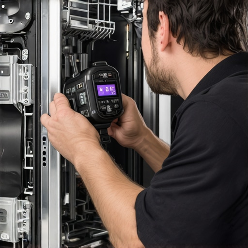 Thermal Inspection of Dishwasher Technician performing thermal diagnostics on a dishwasher to identify hotspots