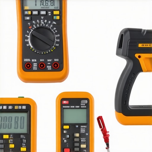 Close-up of technician using multimeter, thermal camera, and Bluetooth scanner to diagnose a dishwasher