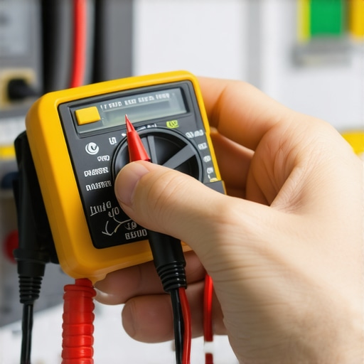 Hand testing appliance wiring with a multimeter for troubleshooting