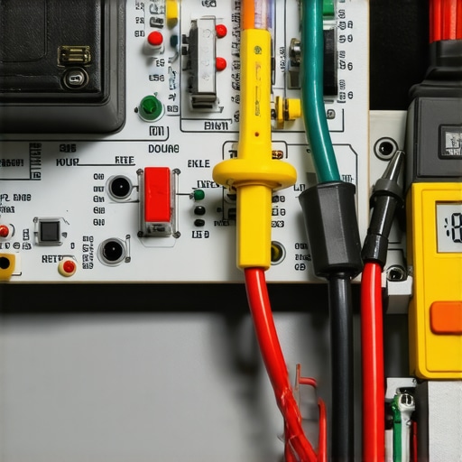 Person measuring voltage on dishwasher control board with a digital multimeter