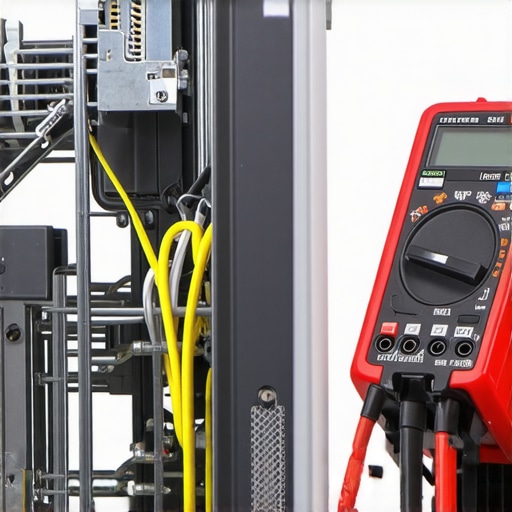 Technician using advanced diagnostic tools on a dishwasher control board that includes a multimeter and ultrasonic sensor