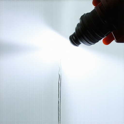 Close-up of bright flashlight revealing micro-crack in dishwasher spray arm