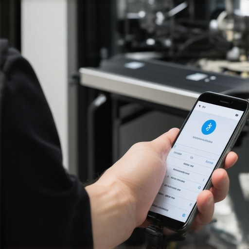 Close-up of diagnostic device connected to smartphone during appliance repair.