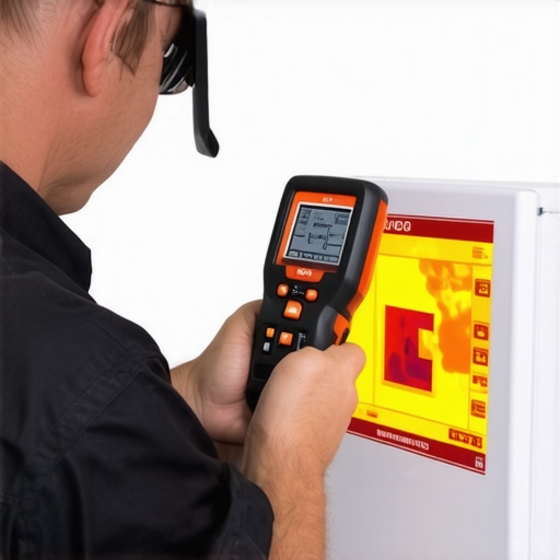 A technician conducts thermal leak detection on a dishwasher to identify insulation issues.