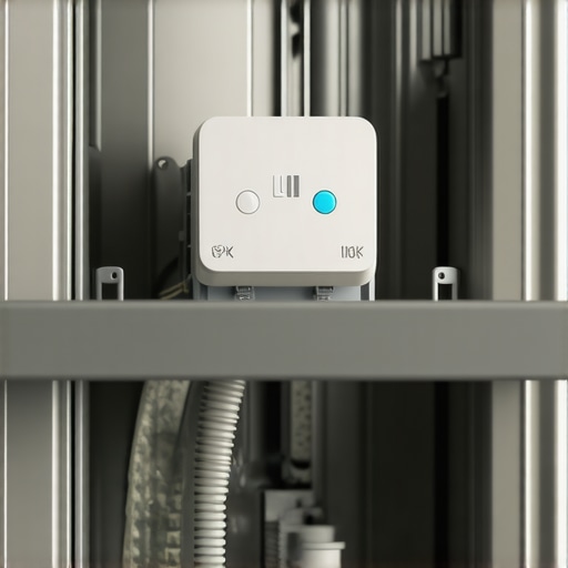 Close-up of ultrasonic water leak sensor attached inside a dishwasher