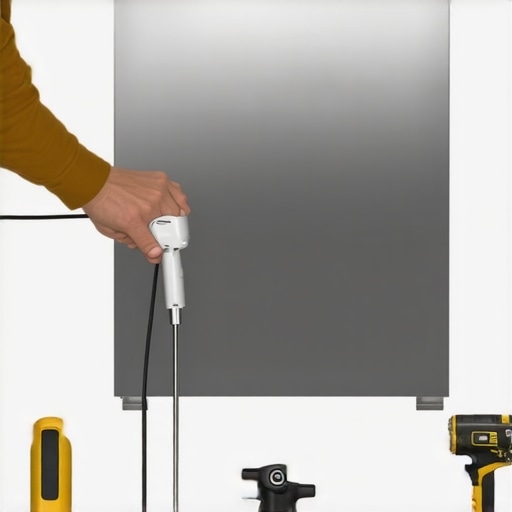 Person gently heating dishwasher moisture sensor with hair dryer in a kitchen