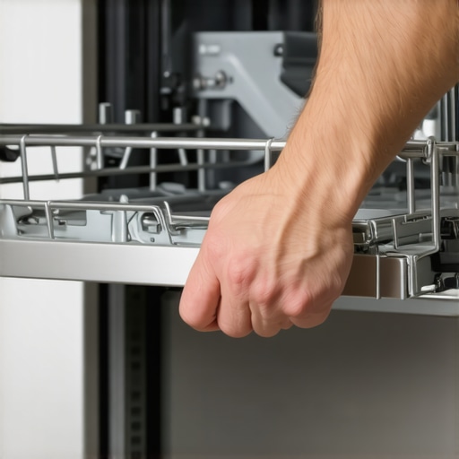 Person replacing dishwasher rack adjuster with screwdriver