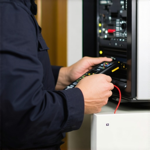 Expert Appliance Diagnostics Scene Technician testing appliance sensors with multimeter during repair process