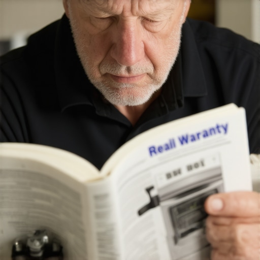 Person reviewing warranty documents and diagnostic tools for appliances