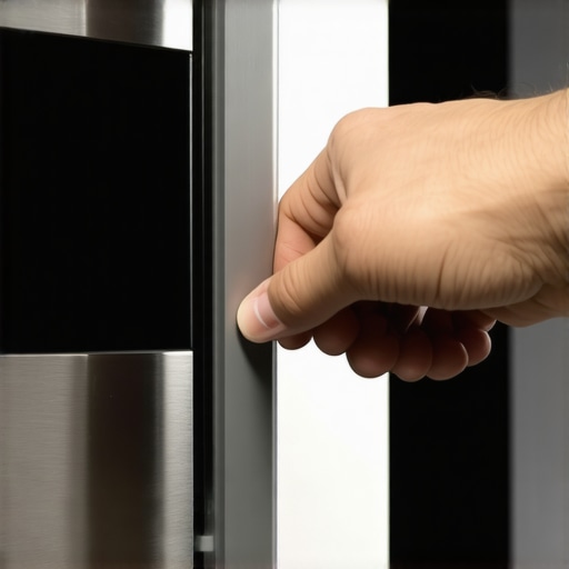 Hand testing stainless steel appliance with a magnet to determine quality.