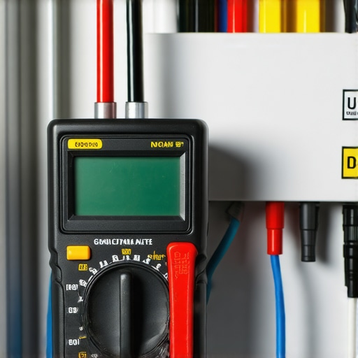 Technician using a multimeter on appliance wires to detect shorts
