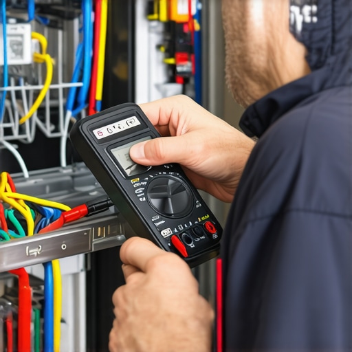 Technician testing dishwasher control board with multimeter