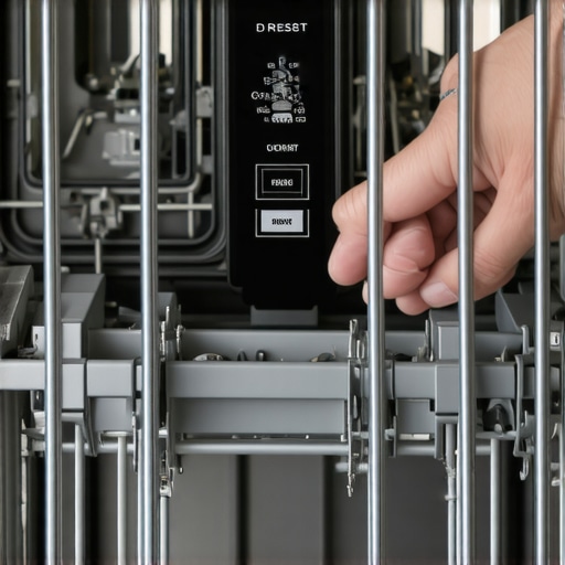 Hands pressing buttons on dishwasher control panel to reset error code