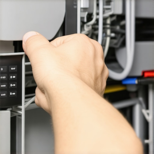 Close-up of technician inspecting dishwasher's error display