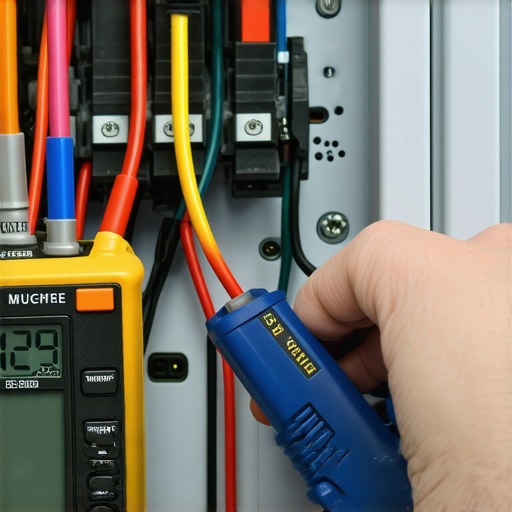 Person testing dishwasher wiring with a multimeter to diagnose electrical issues.