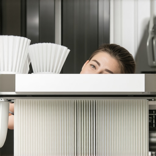 Person removing and cleaning dishwasher's sediment filter with brush and water