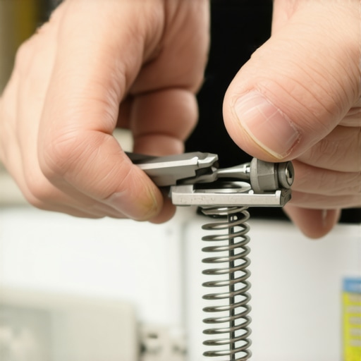 Person replacing dishwasher door spring using pliers and a new spring