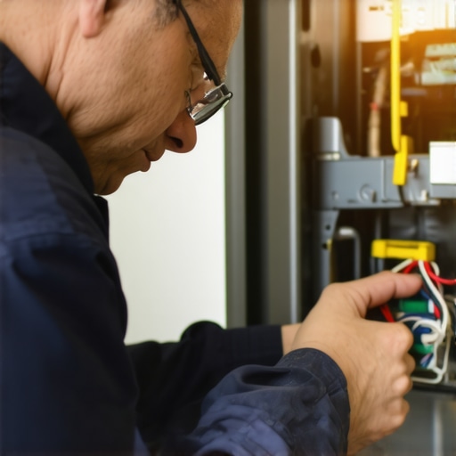 Technician checking the wiring and control board of a dishwasher for faults.