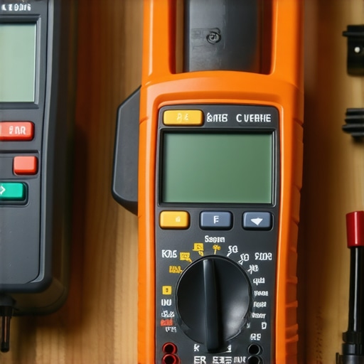 Multimeter and leak detector being used for appliance diagnostics