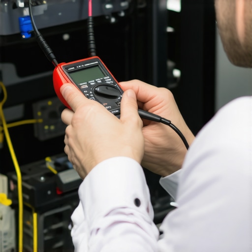 Technician testing dishwasher control board with multimeter