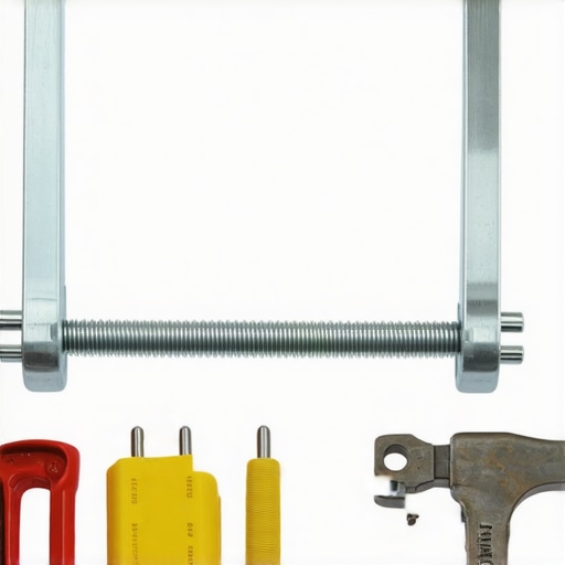 A person replacing a garage door torsion spring with tools and safety equipment.