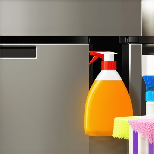 Close-up image of a dishwasher soap dispenser with cleaning tools