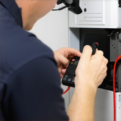 Tools for Appliance Maintenance Close-up of technician testing appliance components with multimeter and borescope