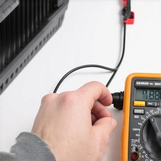 Person testing appliance wiring with a multimeter