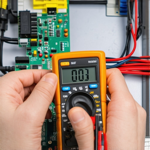 Advanced Dishwasher Manual Diagnostics Technician testing a dishwasher control board with a multimeter