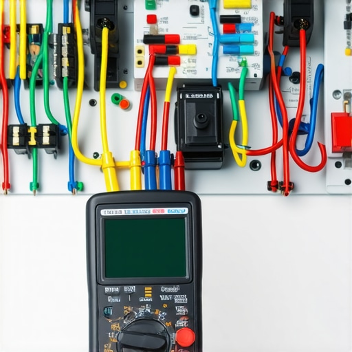 A digital multimeter testing a dishwasher circuit board for electrical faults.