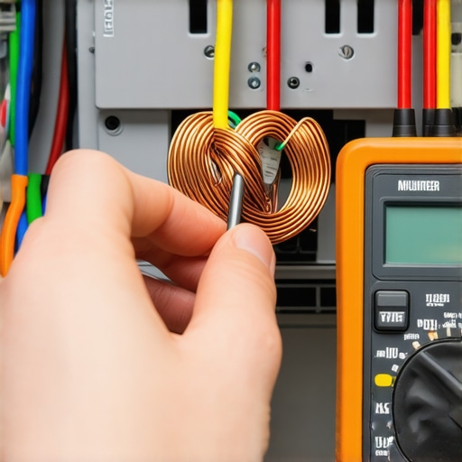 A person testing a dishwasher heating element for continuity using a digital multimeter to diagnose an error code.