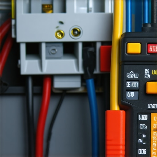Close-up of a multimeter testing a dishwasher component for continuity