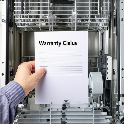 Close up of a warranty document for a dishwasher highlighting clauses that could void coverage.