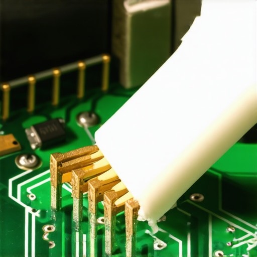 A technician using a soft brush to remove green oxidation from a dishwasher electronic control board.