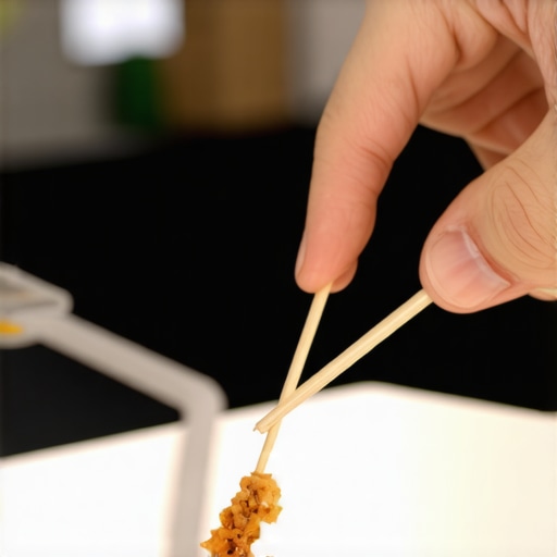 Close up of toothpick cleaning dishwasher spray arm nozzle