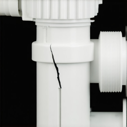 Close-up of a damaged plastic dishwasher inlet valve with excessive Teflon tape on the threads.